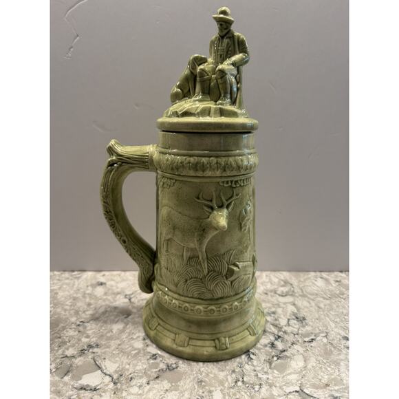 Vintage Ceramic German Hunter Beer Stein with Lid 1970s - Picture 3 of 9
